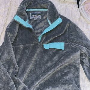 Blue and gray quarter zip